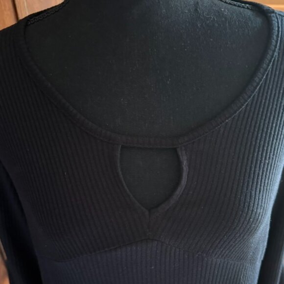 I. N. Studio 3/4 Sleeve Black Ribbed Top Size Large - Picture 2 of 7